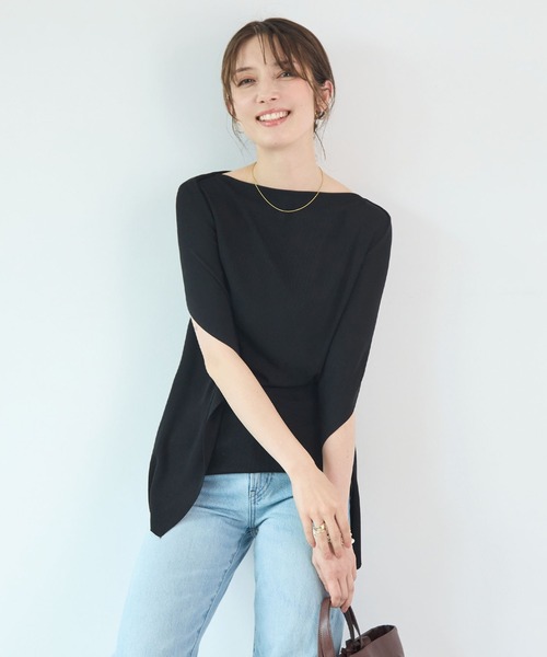 tシャツ 半袖 着るだけで体型カバー。前後2WAYケープトップス / きれいめフレアトップス レディース | Futier Land | 21
