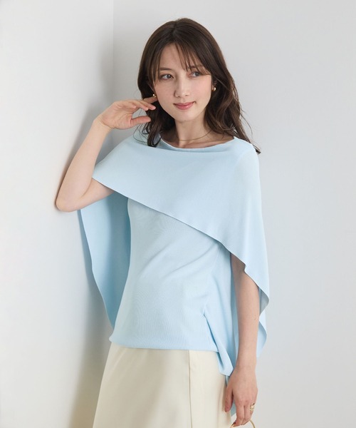 tシャツ 半袖 着るだけで体型カバー。前後2WAYケープトップス / きれいめフレアトップス レディース | Futier Land | 22