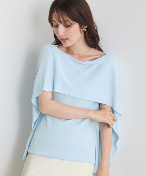 tシャツ 半袖 着るだけで体型カバー。前後2WAYケープトップス / きれいめフレアトップス レディース | Futier Land | 24