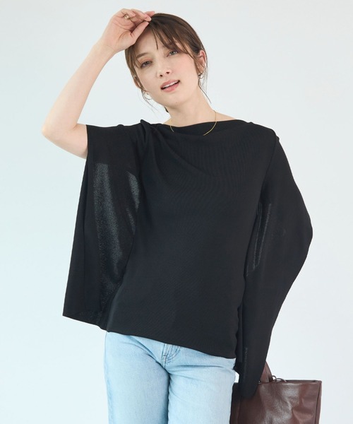 tシャツ 半袖 着るだけで体型カバー。前後2WAYケープトップス / きれいめフレアトップス レディース | Futier Land | 15