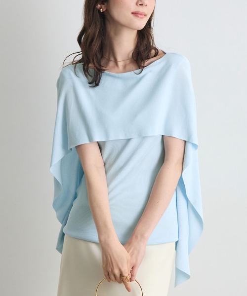 tシャツ 半袖 着るだけで体型カバー。前後2WAYケープトップス / きれいめフレアトップス レディース | Futier Land | 23