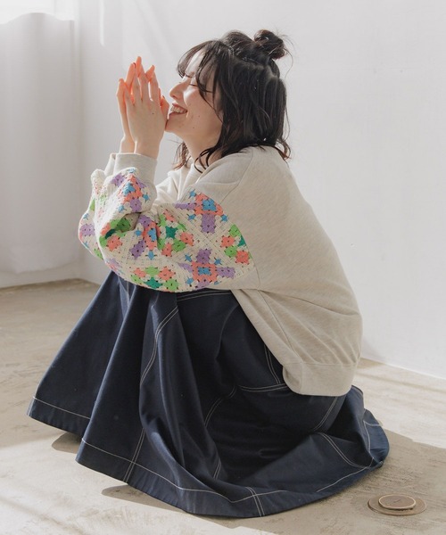 「niko and...」 スウェットカットソー LARGE チャコール レディース_画像4