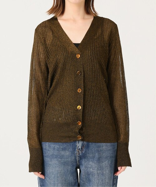 「IENA LA BOUCLE」 ニットカーディガン FREE ネイビー レディース_画像4