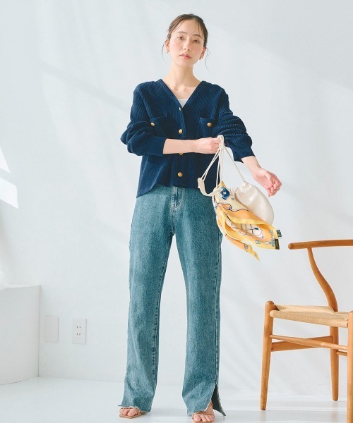 「Droite lautreamont」 ニットカーディガン M ネイビー レディース_画像2