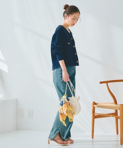 「Droite lautreamont」 ニットカーディガン M ネイビー レディース_画像3