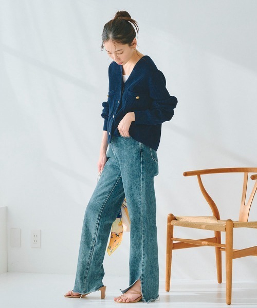 「Droite lautreamont」 ニットカーディガン M ネイビー レディース_画像5