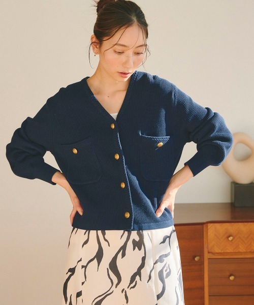 「Droite lautreamont」 ニットカーディガン M ネイビー レディース_画像8