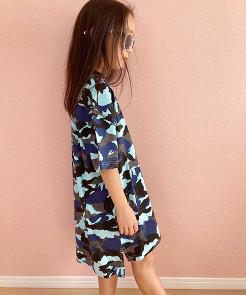 美品・BAPEKIDS カモフラージュ柄 半袖ワンピース 130cm THE CASUAL（カジュアル） ワンピース ビッグシルエットカモフラージュ