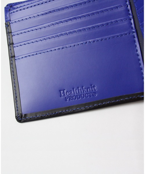 Healthknit ブラック/ブルー 二つ折り財布 Healthknit PRODUCT 二つ折り財布 財布 リサイクルレザー二ツ折リ財布