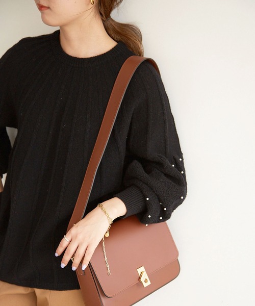 ★美品◆スローブイエナ◆ パール付き柄編みプルオーバー SLOBE IENA（スローブイエナ）の「パール付き柄編みプルオーバー