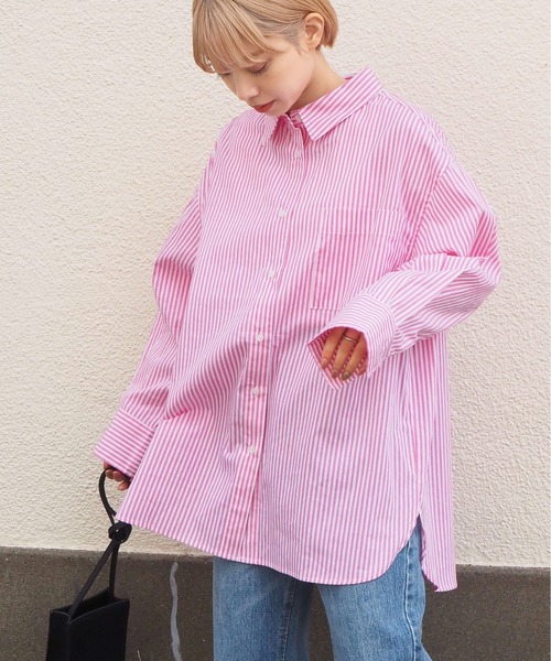 tiptop ブラウス シャツ ストライプビッグシャツ レディース