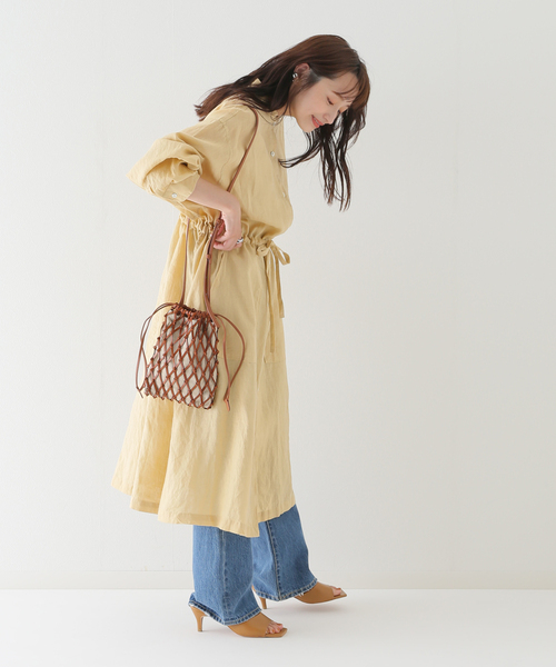 slobe iena リネンワンピース　黄 SLOBE IENA（スローブイエナ） ワンピース リネンシャツワンピース