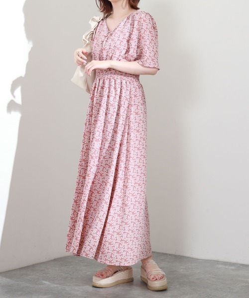 CHICWISH★花柄フレアスリーブワンピース☆ CHICWISH☆花柄フレアスリーブラッフルカシュクールワンピース