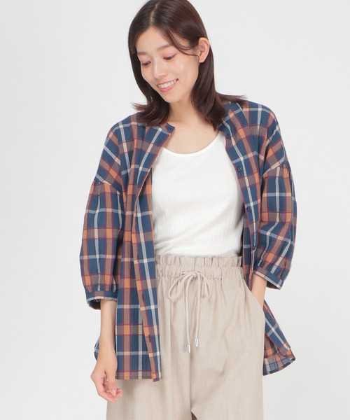 ボンポワン　チェック　ブラウス FAM-32101_2_fe5ef381-00b1-4595