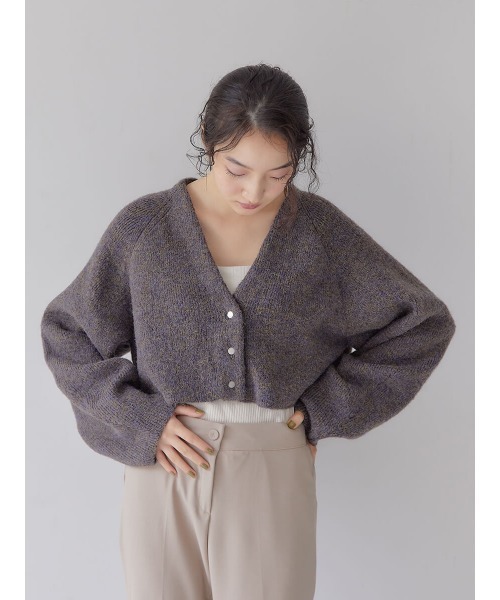 完売品　Lame melange knit short cardigan Ayla カーディガン mix melange short cardigan : ZOZOTOWN
