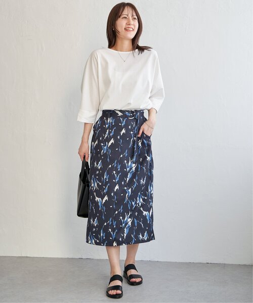 ikka（イッカ） スカート ベルト付きプリントスカート : ZOZOTOWN