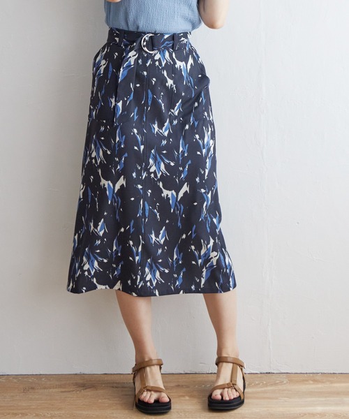 ikka（イッカ） スカート ベルト付きプリントスカート : ZOZOTOWN