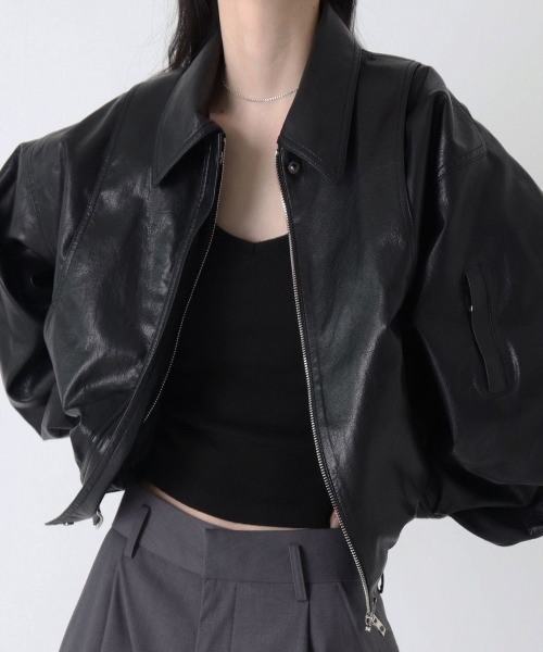 LACーVERT コート アウター デザインポケットフェイクレザージャケット