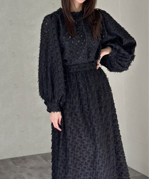 perna ジャガードボリュームブラウス ブラック　ペルナ perna ジャガードボリュームブラウス ブラック ペルナ