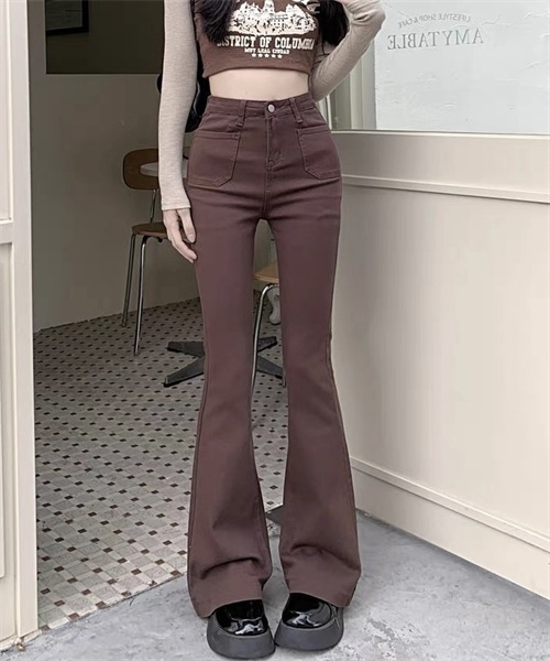 ファスナー フレアパンツ スラックス ワイド バギー ベルボトム