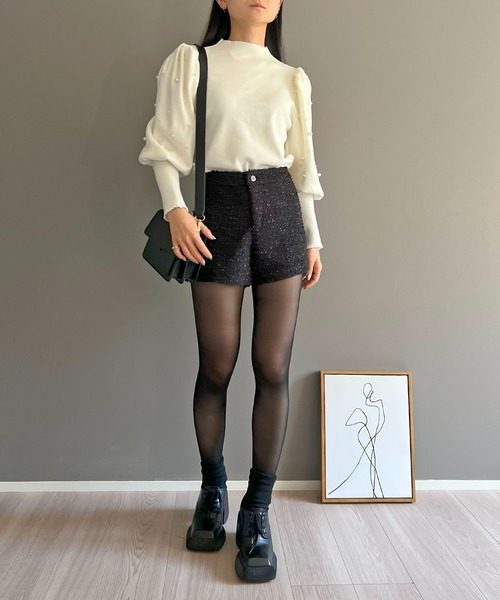 Jewelobe（ジュエローブ） パンツ ラメツイードマイクロショートパンツ