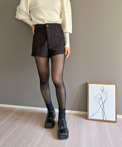 Jewelobe（ジュエローブ） パンツ ラメツイードマイクロショートパンツ
