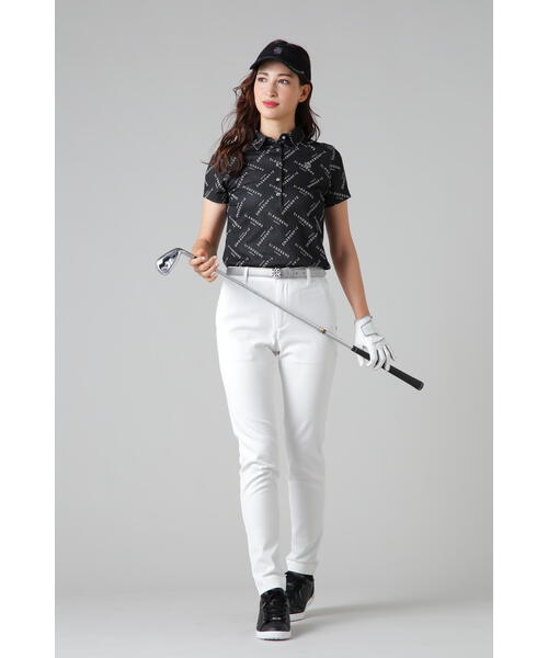 ポロシャツ ポロ 「St ANDREWS」クロッシングロゴジャガード半袖ポロシャツ (WOMENS) レディース St ANDREWS ポロシャツ ポロ 「St ANDREWS」クロッシングロゴ