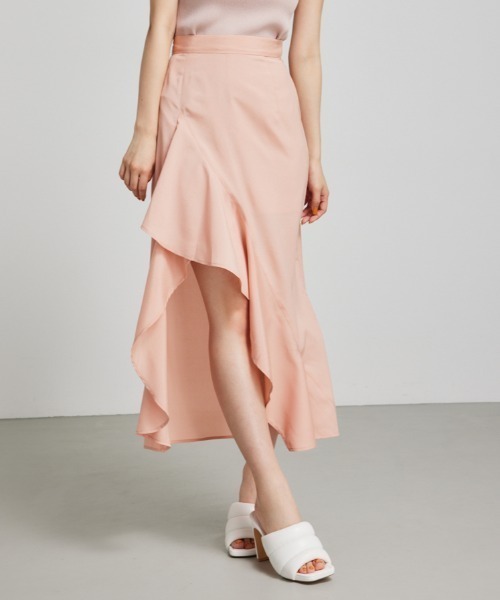 rienda（リエンダ） スカート ラッフルフリルスリットスコートショート