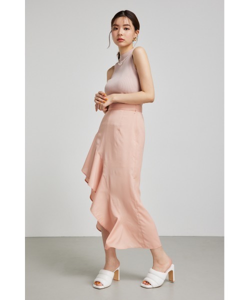 rienda（リエンダ） スカート ラッフルフリルスリットスコートショート