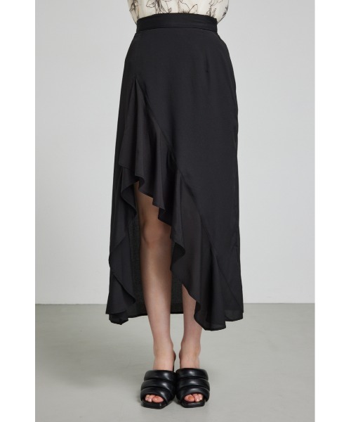 rienda（リエンダ） スカート ラッフルフリルスリットスコートショート