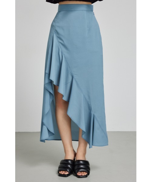 rienda（リエンダ） スカート ラッフルフリルスリットスコートショート