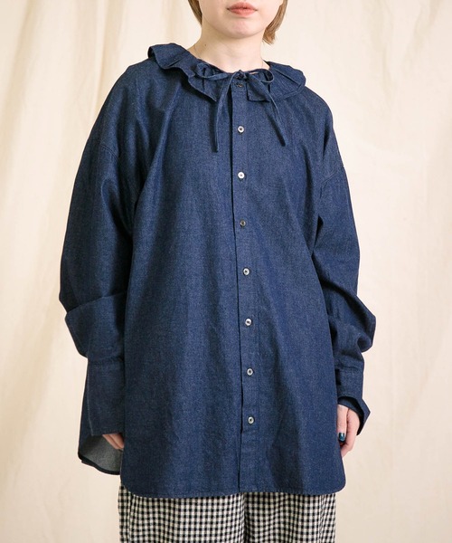 ブラウス シャツ 「Brocante / ブロカント」 5ozデニム コルレットシャツ レディース