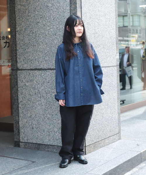 ブラウス シャツ 「Brocante / ブロカント」 5ozデニム コルレットシャツ レディース Brocante ブラウス シャツ 「Brocante / ブロカント」 5ozデニム