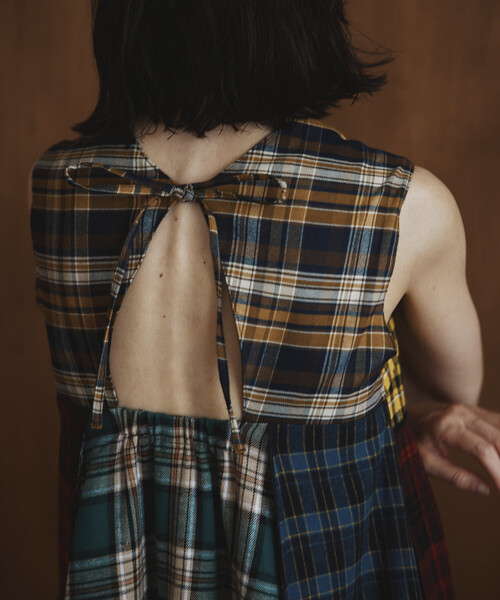 ワンピース Freada/フリーダ バックオープン チェック アシメ