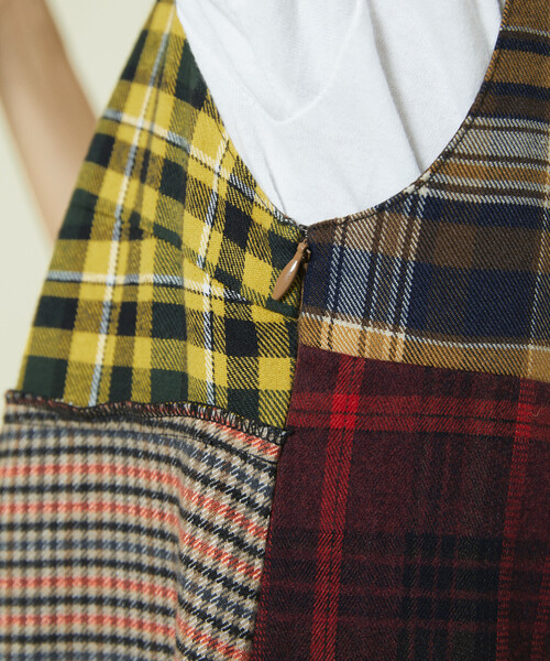 Freada（フリーダ） ワンピース バックオープン チェック アシメ