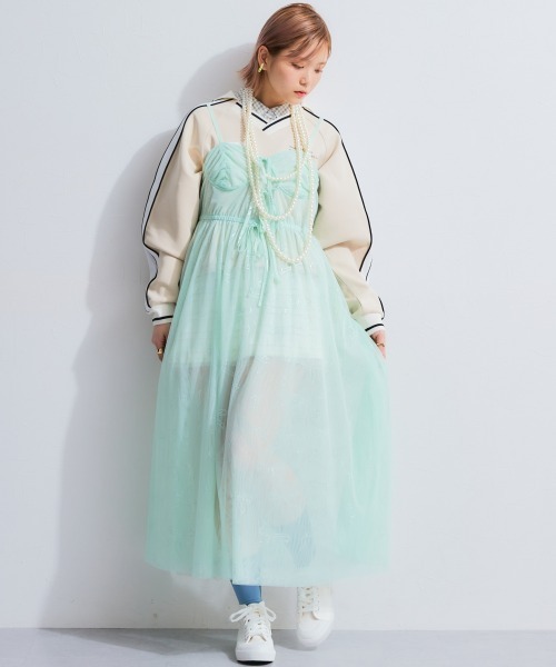 TTOL ジャージ サイドラインデザインVネックトップス レディース