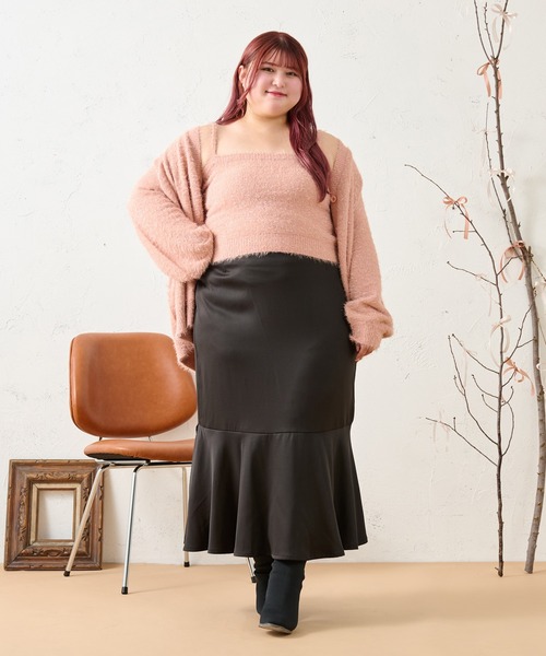 Louiosy カーディガン 「大きいサイズ」ラメシャギーニット