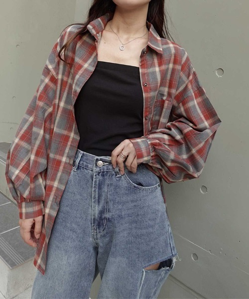 CORNERS ブラウス シャツ オーバーサイズチェックシャツ