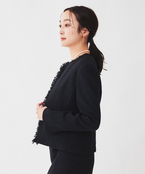 美品 定価18万 レリアン フランス製 ラメツイード ノーカラー ジャケット UNTITLED ジャケット ノーカラージャケット 「入卒/セレモニー