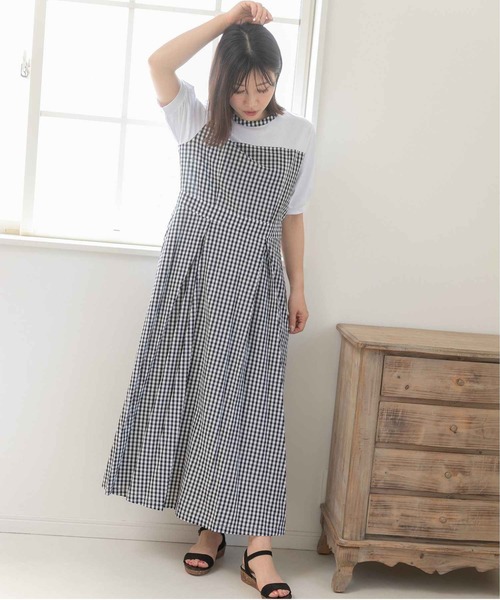 「PREFERIR」 半袖ワンピース LARGE ネイビー レディース_画像4