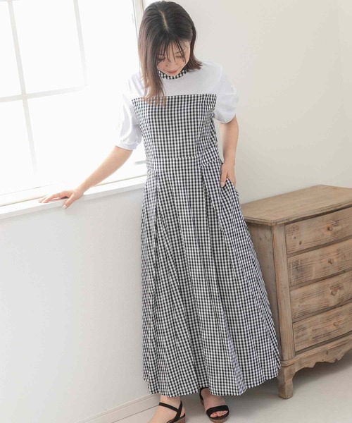 「PREFERIR」 半袖ワンピース LARGE ネイビー レディース_画像6