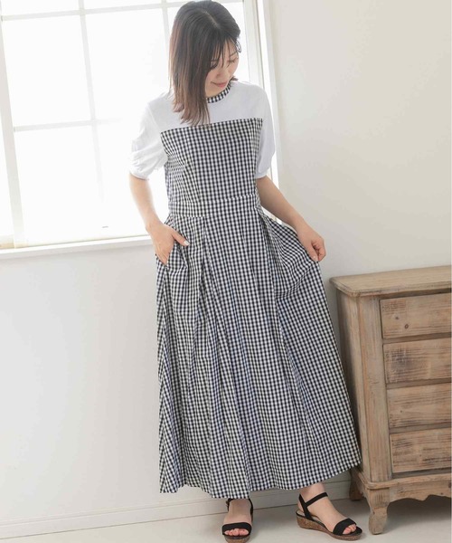 「PREFERIR」 半袖ワンピース LARGE ネイビー レディース_画像7