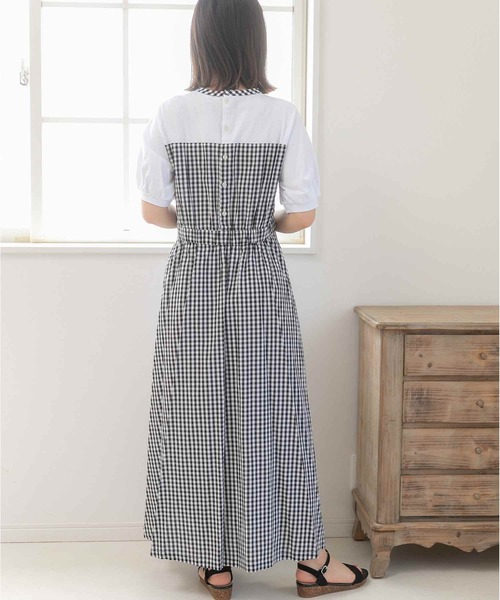 「PREFERIR」 半袖ワンピース LARGE ネイビー レディース_画像9