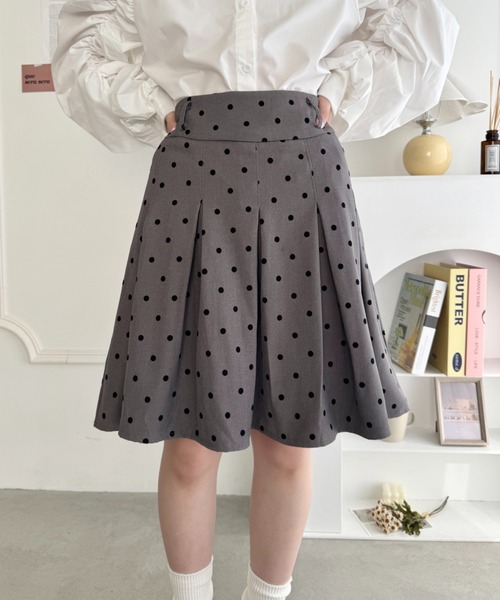 SOLLON.（ソルロン） スカート ドットプリーツミディスカート