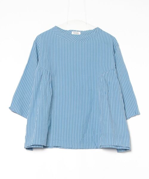 「Plantation」 7分袖ブラウス M size ブルー レディース