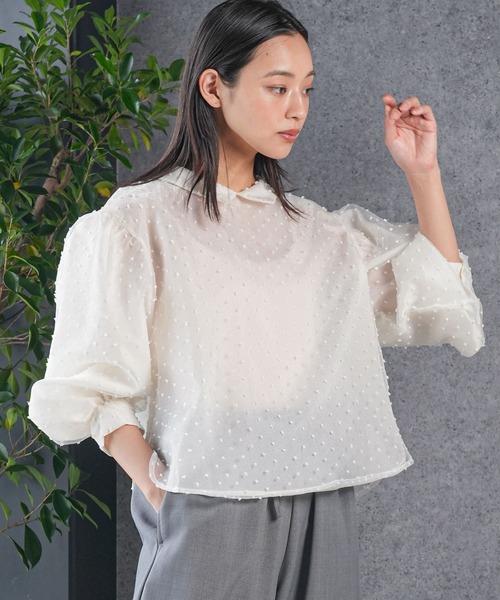 ブラウス シャツ ドットレイヤードシャイニープルオーバー レディース mili an deni ブラウス シャツ ドットレイヤードシャイニープル