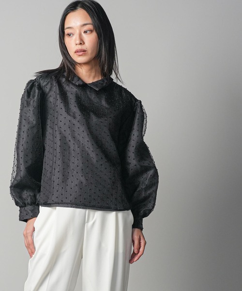 ブラウス シャツ ドットレイヤードシャイニープルオーバー レディース mili an deni ブラウス シャツ ドットレイヤードシャイニープル