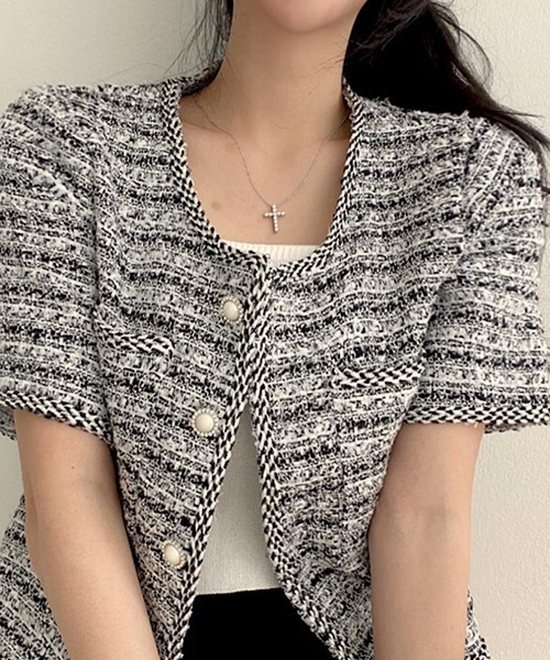 「FREE STYLISTS」 「r・x・d」ツイードジャケット L ライトブルー レディース_画像8