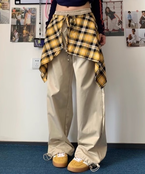 NULLUS ヌルース　24aw チェック柄 レイヤードスカートパンツ Check Layered Skirt / チェックレイヤードスカート（スカート