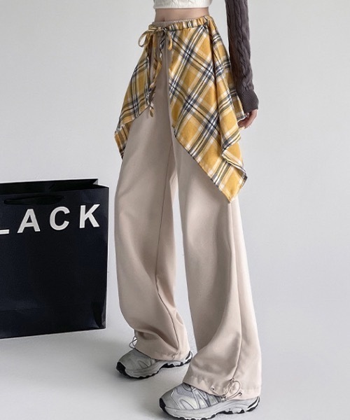 NULLUS ヌルース　24aw チェック柄 レイヤードスカートパンツ NULLUS ヌルース 24aw チェック柄 レイヤードスカートパンツ